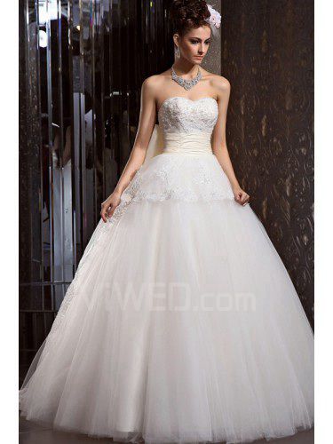 Organza Sweetheart Floor Length Ball Gown Wedding Dress with Beading