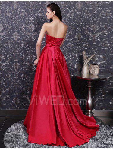 Elegant A Line Strapless Satin Sequin Flower Long Wedding Dresses C4490 main image 0