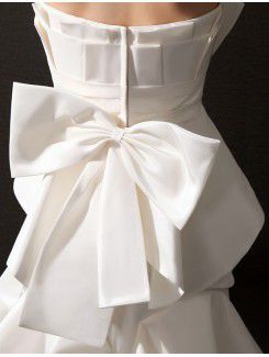 Satin Strapless Chapel Train A-line Wedding Dress