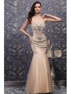 Charmeuse Spaghetti Floor Length Mermaid Wedding Dress with Crystal