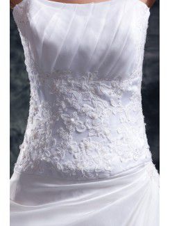 Organza Scoop Sweep Train A-line Embroidered Wedding Dress