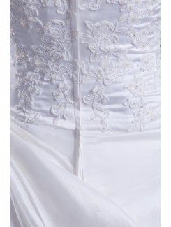 Organza Scoop Sweep Train A-line Embroidered Wedding Dress