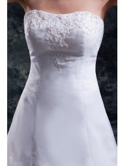 Organza Scoop Sweep Train A-line Embroidered Wedding Dress