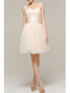 Satin Straps Short Corset Evening Dress with Beading