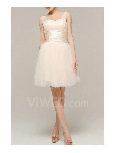 Satin Straps Short Corset Evening Dress with Beading