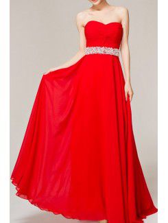 Chiffon Sweetheart Floor Length Empire Evening Dress with Crystal