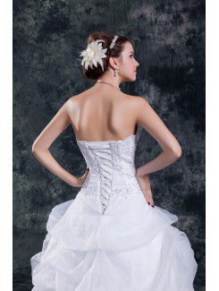 Organza Strapless Floor Length A-line Embroidered Wedding Dress