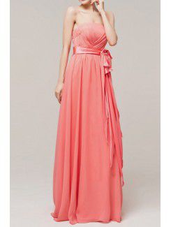 Chiffon Strapless Floor Length Empire Evening Dress