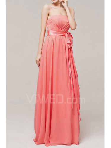 Chiffon strapless vloer lengte empire avondjurk