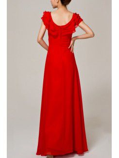 Chiffon V-neck Floor Length Empire Evening Dress with Crystal