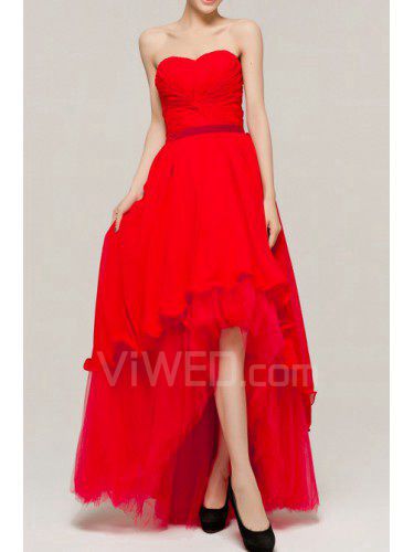 Chiffon Sweetheart Floor Length Ball Gown Evening Dress