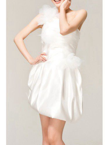 Satin One Shoulder Short Sheath Evening Dress