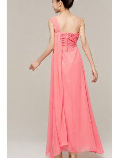 Chiffon One Shoulder Ankle-Length Empire Evening Dress with Crystal