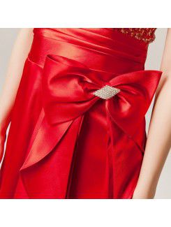 Satin One Shoulder Floor Length A-line Evening Dress with Sequins