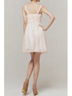 Chiffon V-neck Short Sheath Evening Dress with Crystal