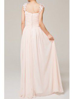 Chiffon Straps Floor Length Empire Evening Dress