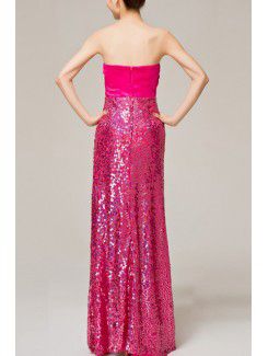 Satin Strapless Floor Length Empire Evening Dress with Sequins