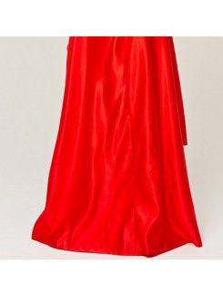 Satin Strapless Floor Length A-line Evening Dress with Embroidered