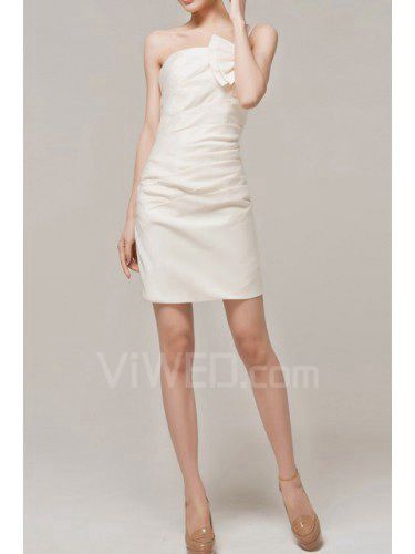 Satin One Shoulder Short Sheath Evening Dress with Handmade Flowers