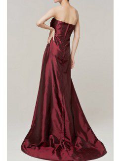 Satin Scoop Chapel Train Empire Evening Dress with Bow