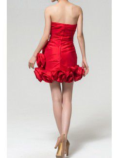 Satin Sweetheart Short Sheath Evening Dress with Crystal