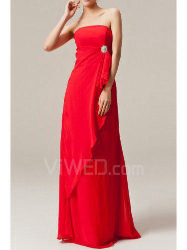 Chiffon Strapless Floor Length Empire Evening Dress