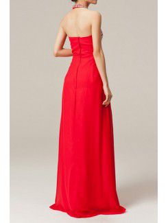 Chiffon Halter Floor Length Empire Evening Dress with Sequins