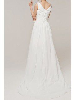 Chiffon V-neck Chapel Train A-line Evening Dress