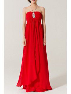 Chiffon Halter Floor Length Empire Evening Dress