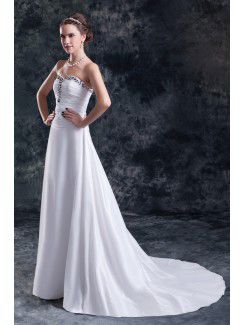 Taffeta Sweetheart Sweep Train A-line Embroidered Wedding Dress