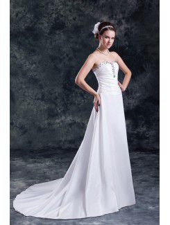 Taffeta Sweetheart Sweep Train A-line Embroidered Wedding Dress