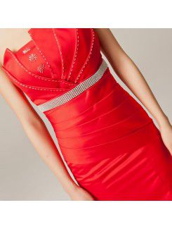 Satin Strapless Floor Length Mermaid Evening Dress with Beading