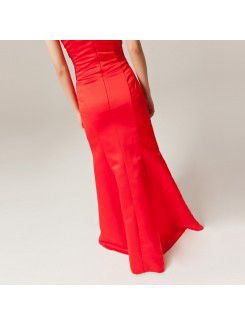 Satin Strapless Floor Length Mermaid Evening Dress with Beading