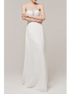 Chiffon Sweetheart Sweep Train A-line Evening Dress with Crystal