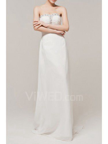 Chiffon Sweetheart Sweep Train A-line Evening Dress with Crystal