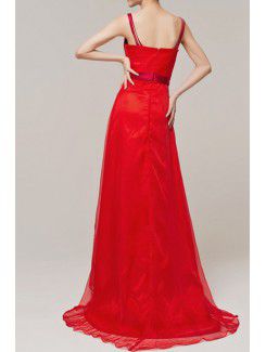 Chiffon V-neck Sweep Train A-line Evening Dress