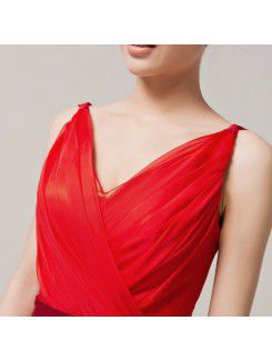 Chiffon V-neck Sweep Train A-line Evening Dress