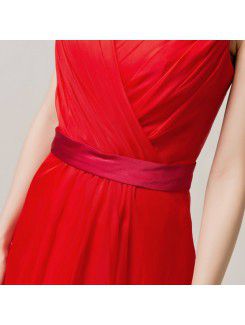 Chiffon V-neck Sweep Train A-line Evening Dress