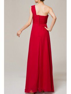 Chiffon One Shoulder Floor Length Empire Evening Dress with Crystal