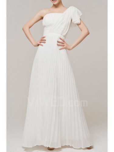 Chiffon One Shoulder Floor Length Empire Evening Dress