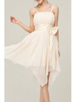 Chiffon Spaghetti Short Corset Evening Dress with Bow