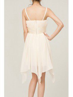 Chiffon Spaghetti Short Corset Evening Dress with Bow