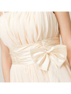 Chiffon Spaghetti Short Corset Evening Dress with Bow