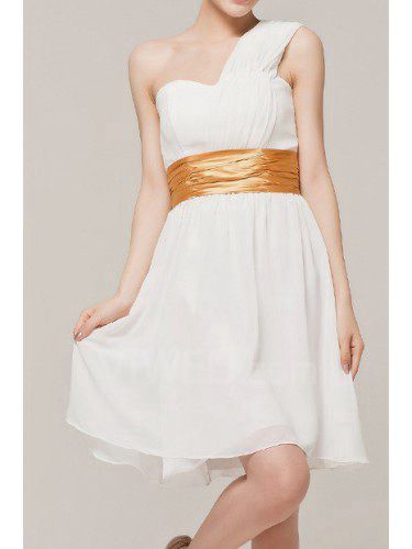 Chiffon One Shoulder Short Corset Evening Dress