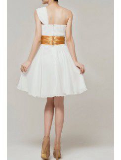 Chiffon One Shoulder Short Corset Evening Dress