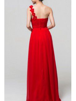 Chiffon One Shoulder Floor Length Corset Evening Dress with Sequins