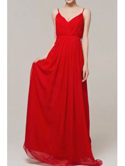 Chiffon Spaghetti Floor Length Column Evening Dress