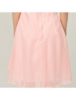 Chiffon Square Short A-line Evening Dress with Bow