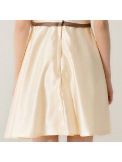 Satin V-neck Short A-line Evening Dress with Bow