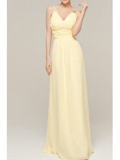 Chiffon V-neck Floor Length Empire Evening Dress